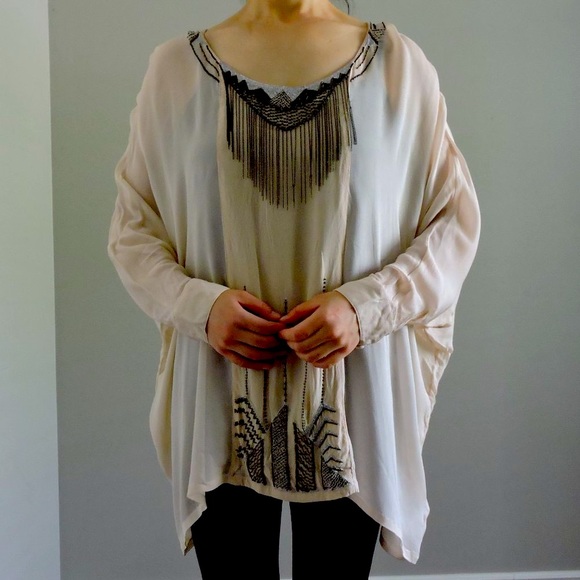 Guess by Marciano Bohemian Tunic Top w/ Metal Beading Details & Dolman Sleeves - Picture 5 of 13